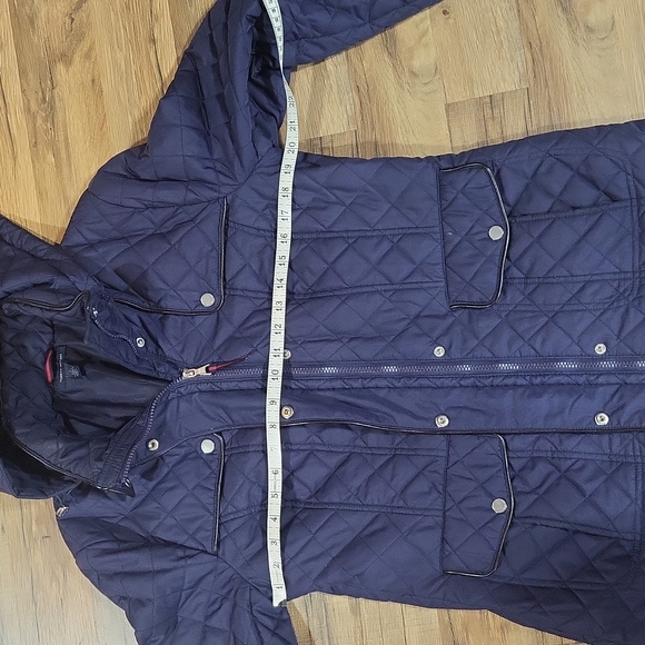 TOMMY HILFIGER Navy Blue Lightweight Quilted Hooded Puffer Jacket-Flawed - Picture 14 of 16